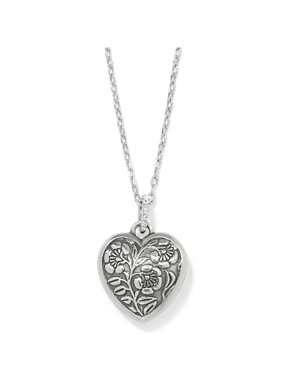 Brighton Sweet Love Crystal Heart Necklace Green NWT $98 Silver-Emerald - Picture 3 of 4